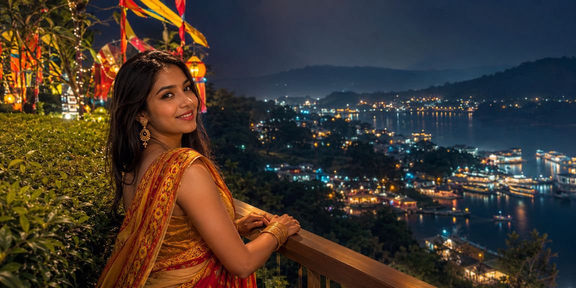 রাঙামাটিতে পহেলা বৈশাখের উৎসবে মোবাইলে বিনোদন উপভোগ করছেন একজন তরুণ